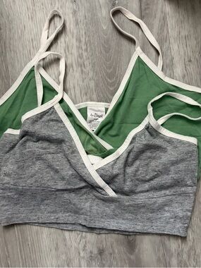Women's Crossover Bralette/Crop Tops - Green & Gray